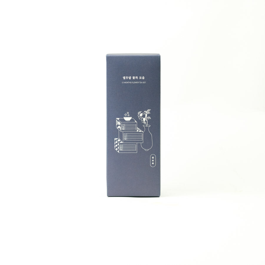 Elegant and eco-friendly packaging of the Alohwa Flower Tea Set with floral illustrations.