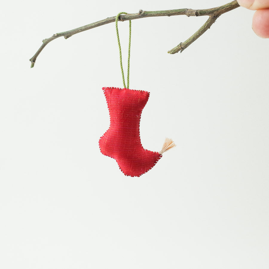 Red Korean Socks Ornament - 빨간 버선 규방공예